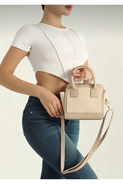 bag حقيبة يد وكتف نسائية ذات مظهر كريمي