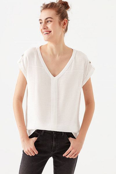 Mavi ΜΠΛΟΥΖΑ V-NECK Ασπρόμαυρη