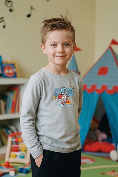 FYK KİDS Zero Collar Astronaut Printed Boy's Sweatshirt