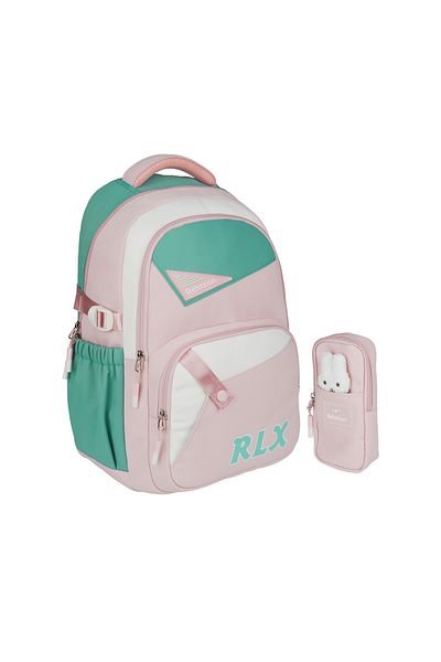 Relaxion New Season Pink-Green Imported Premium School Backpack with Pen Holder 1510