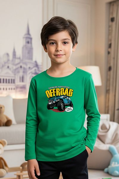 FYK KİDS Zero Collar Off Road Printed Boy's Sweatshirt