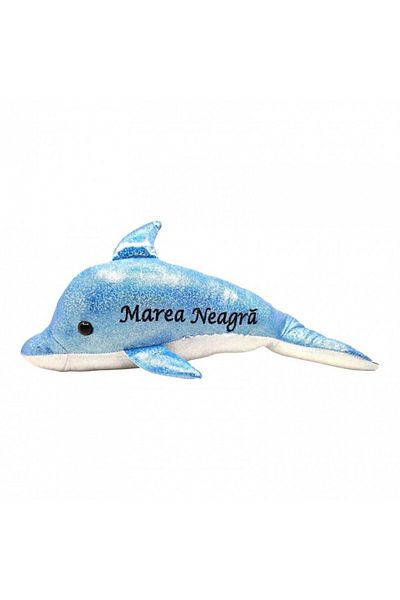 OEM Jucărie de pluș cu detalii brodate, Delfin de Marea Neagră, 50 cm, Albastru