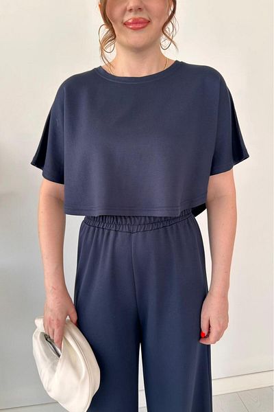 MaziButik Cape Double Suit Navy Blue