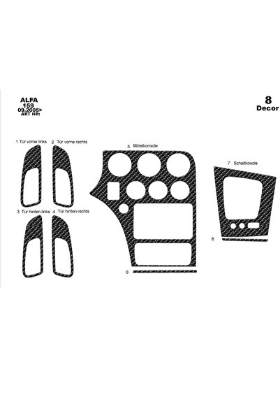 Marscockpitdesign ألфа 159 كونسول-توربيدو 2005 9 قطع