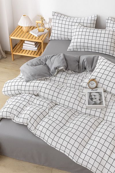 Rimo Home طقم غطاء لحاف مفرد منقوش باللون الأبيض