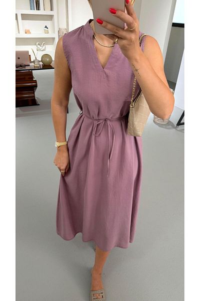 Sezgi Tekin V-Neck Lilac Modal Dress