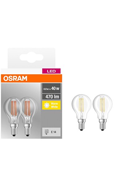 Osram Set 2 becuri LED P40, E14, 4W (40W), 470 lm, lumină caldă