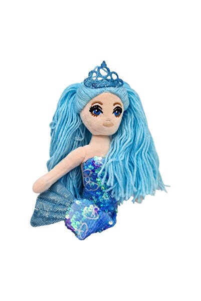 OEM Păpușă textilă cu detalii brodate, Sirenă albastră, 40 cm