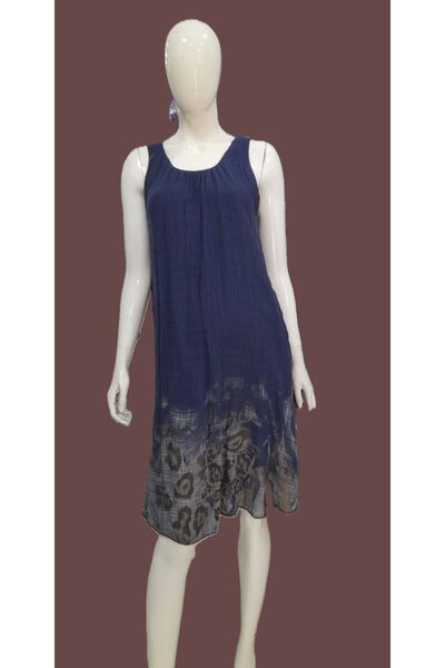 Bade İTALYAN PAMUK KETEN ASTARLI KOLSUZ ELBİSE