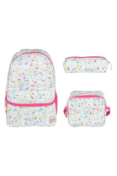 GENC DIJITAL BASKI Elementary School Backpack with Rabbit Figure, Lunch Box, Pen Holder, Set of 3
