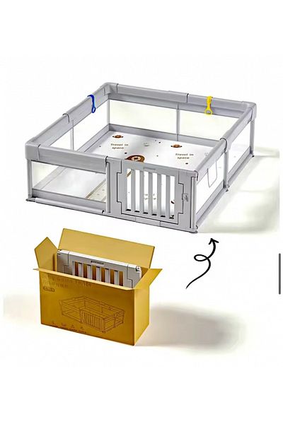 Nichiduta Playpen 120 x 180 cm, with metal frame, mesh walls 65 cm high, with access gate, c