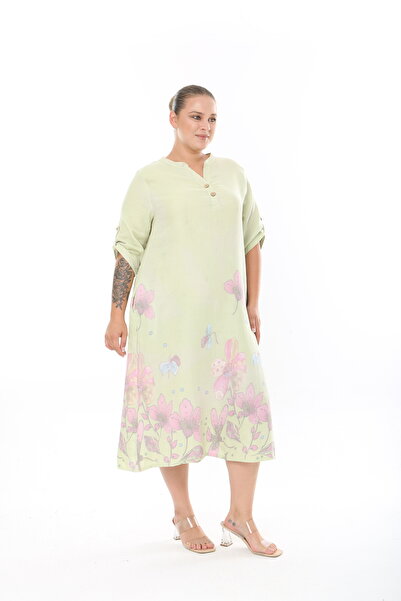 XL Modam Women's Woven Viscosa Printed Plus Size Dress