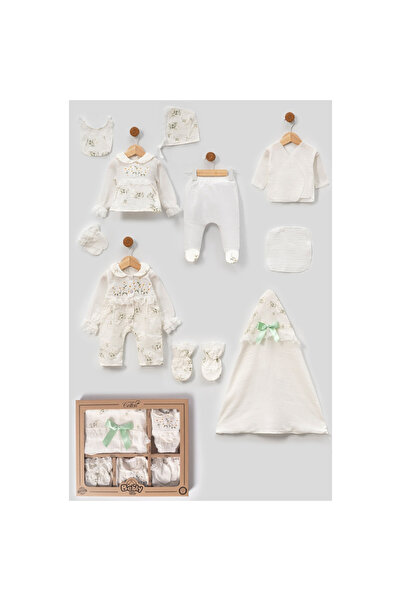 BABY GIRL FLOWER MUSLIN NEWBORN HOSPITAL DELIVERY 10 PIECES BODYSUIT SET WITH BOX