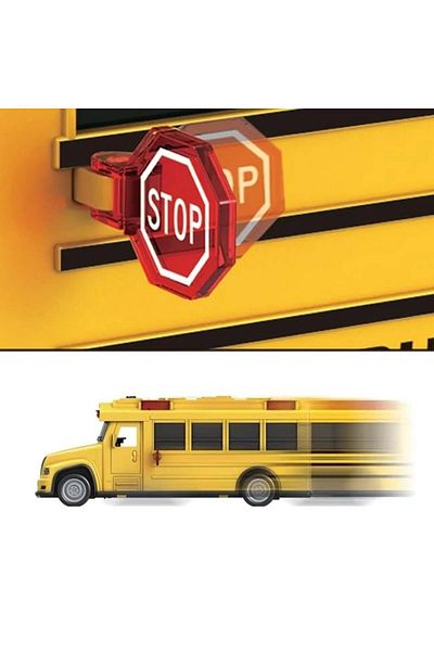 divendi-ro Autobuz școlar, cu lumini și sunet, cu indicator STOP, 33x12,5x17cm, galben