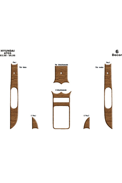 Marscockpitdesign Hyundai Atos Dashboard Cover 1998-2006 6 Pieces