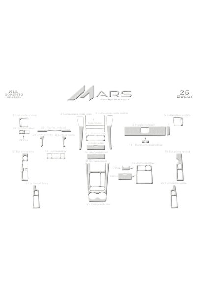 Marscockpitdesign كيا سورينتو توربيدو بيانو أسود مطلي 2003 - 26 قطعة