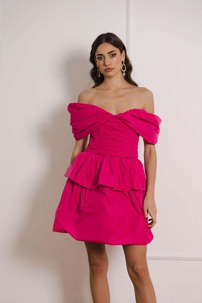 Milano Set top și fustă tafta fuchsia