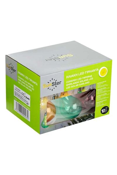 divendi-ro Solar garland, with hanging colored light bulbs, warm light, size 3.8m, 10 pcs, multicolor
