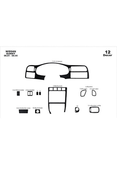 Marscockpitdesign نيسان صني كونسول-توربيدو 1991-1995 12 قطعة