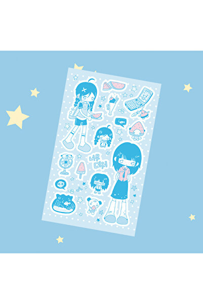 Choice7 ٥ ملصقات شخصيات فتيات صيفية كورية لطيفة بتصميم ريترو، حافظة غلاف هاتف...