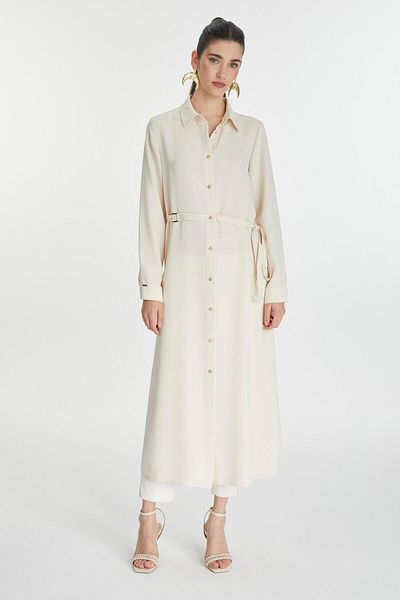 Zühre Shirt Collar Buttoned Belt Detailed Stone Wear and Go Gc-0272
