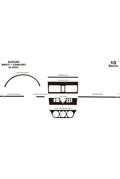 Marscockpitdesign سوزوكي سويفت كومفورت كونسول-توربيدو 2005-2010 10 قطع