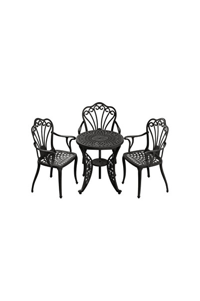 HubRom Set Mobilier Gradina HubRom, 1xMasa Rotunda(60x72), 3xScaun ISTANBUL(43x42x50x91) Negru
