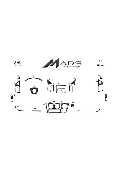 Marscockpitdesign Fiat Ducato Jumper Boxer Console-Torpedo Covering 2022- 22 Pieces