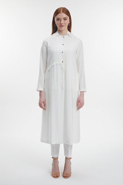Zühre Shirt Collar Button Back Detail Ecru Wear Out Gc-0273