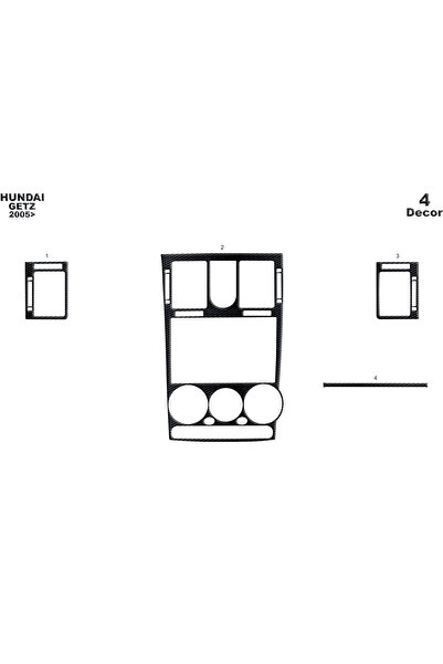 Marscockpitdesign Hyundai Getz Console-Torpedo Trim 2005-2010 4 Pieces