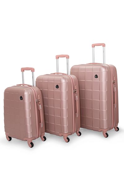Senator Travel Bags Suitcase A207 3 Pcs Hard Casing Trolley Luggage Set Rose Gold