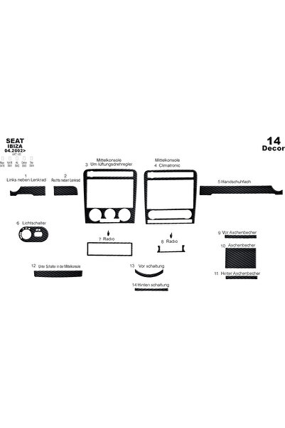 Marscockpitdesign غطاء وحدة التحكم سيات إيبيزا 14 قطعة بين 2002 - 2010