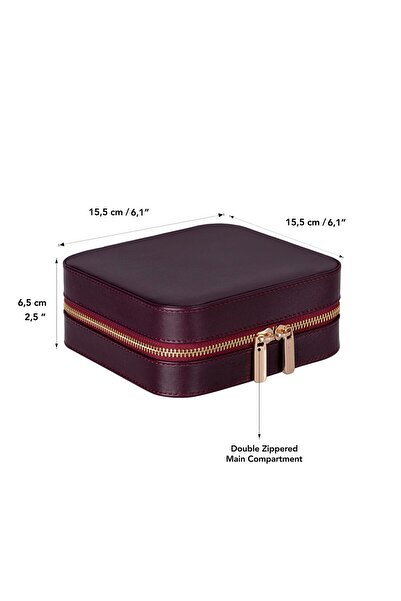 PLM Gerçek Deri Seyahat Boy Takı Organizer Kutusu, Mücevher Aksesuar Çantası, Küpe Kolye Yüzük Düzenleyi