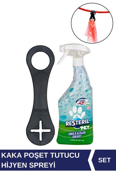 Veturel Köpek Kaka Poşeti Taşıma Aparatı + Parfümsüz Koku Alerjen Giderici Mama Kabı Temizleyici Sprey 750ml