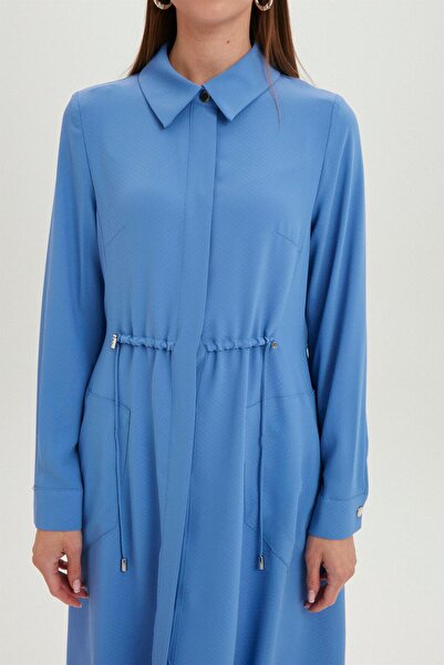Zühre Сорочка з коміром і кишенями, довга, синя, одягається через голову Gç-0062