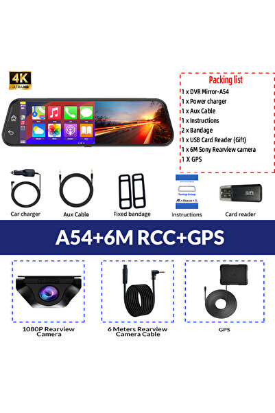 Choice5 None A54-6M RCC-GPS Acceo Dash Cam 4K WiFi GPS Car DVR Carplay Night ...