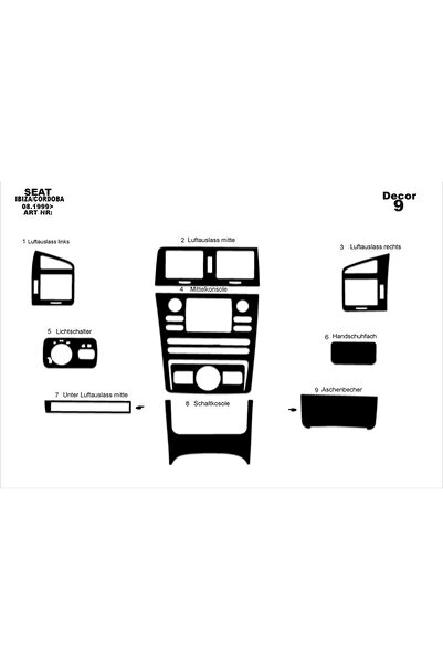 Marscockpitdesign 9 قطع لسيارة سيات إيبيزا مطلية بالألمنيوم من 1999 إلى 2002