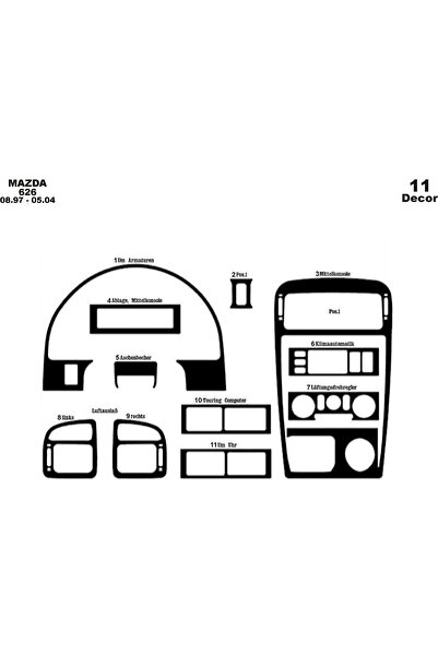 Marscockpitdesign مازدا 626 كونسول-توربيدو 1997-2004 11 قطعة