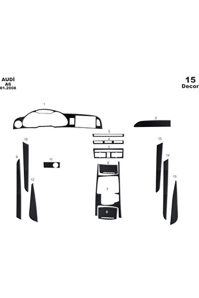 Marscockpitdesign أودي A6 2008 كونسول-توربيدو 16 قطعة