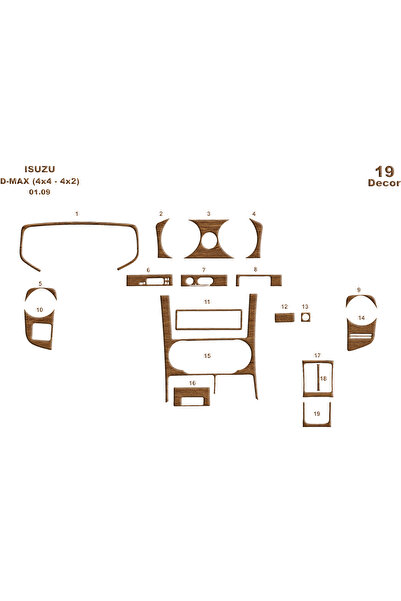 Marscockpitdesign ايسوزو دي ماكس 4X2-4X4 كونسول-توربيدو 2007-2012 19 قطعة