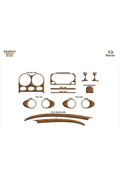 Marscockpitdesign دايو ماتيز كونسول-توربيد 2005 13 قطعة