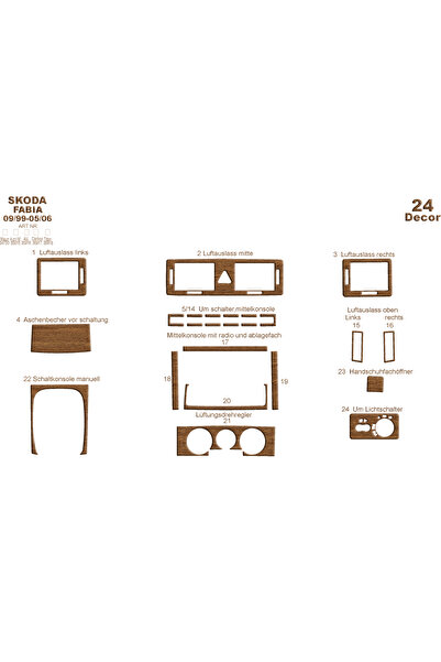 Marscockpitdesign سكودا فابيا مطلية بالألمنيوم 1999-2006 24 قطعة