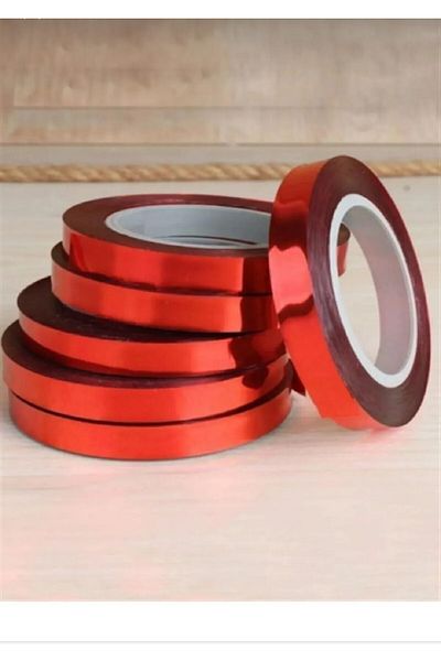 Bkmc Red Colorred Shiny Metallized Raffia 25 Meters - Raffia Balloon String and Gift Package Decoration Ribbon