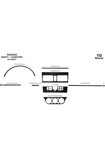 Marscockpitdesign سوزوكي سويفت كومفورت كونسول-توربيدو 2005-2010 10 قطع