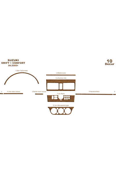 Marscockpitdesign سوزوكي سويفت كومفورت كونسول-توربيدو 2005-2010 10 قطع