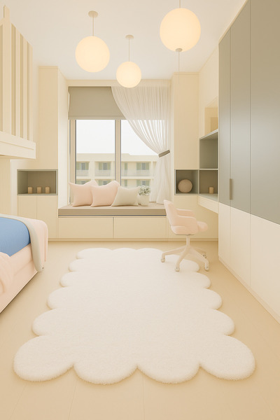 SOFT DECOR Modern Dekoratif Salon Halısı Çocuk Odası Yolluk Kaymaz Taban Halı