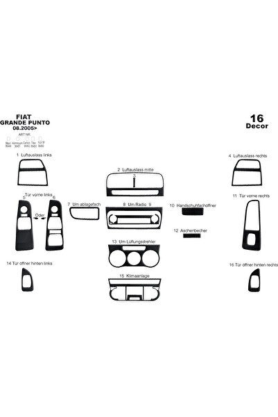 Marscockpitdesign فيات جراند بونتو كونسول-توربيدو 2005 16 قطعة
