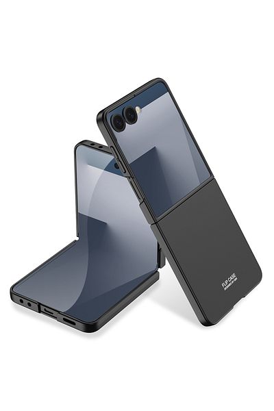 HTstore حافظة Z Flip 7 متوافقة مع Galaxy Zore ذات غطاء صلب - أسود