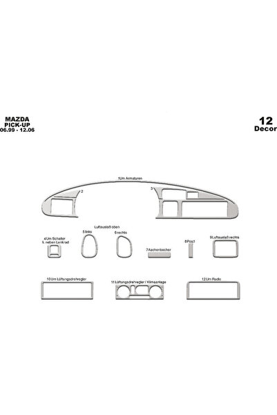 Marscockpitdesign مازدا بيك اب كونسول-توردتو 1999-2006 12 قطعة