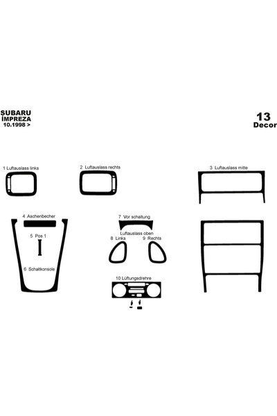 Marscockpitdesign سوبارو امبريزا وحدة التحكم-توبيردو 1998-2000 13 قطعة